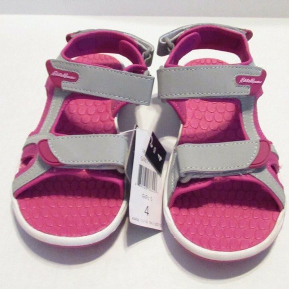 Eddie Bauer Madison Grey/Pink Sandals Girls Size 4              (S10) - Picture 1 of 8